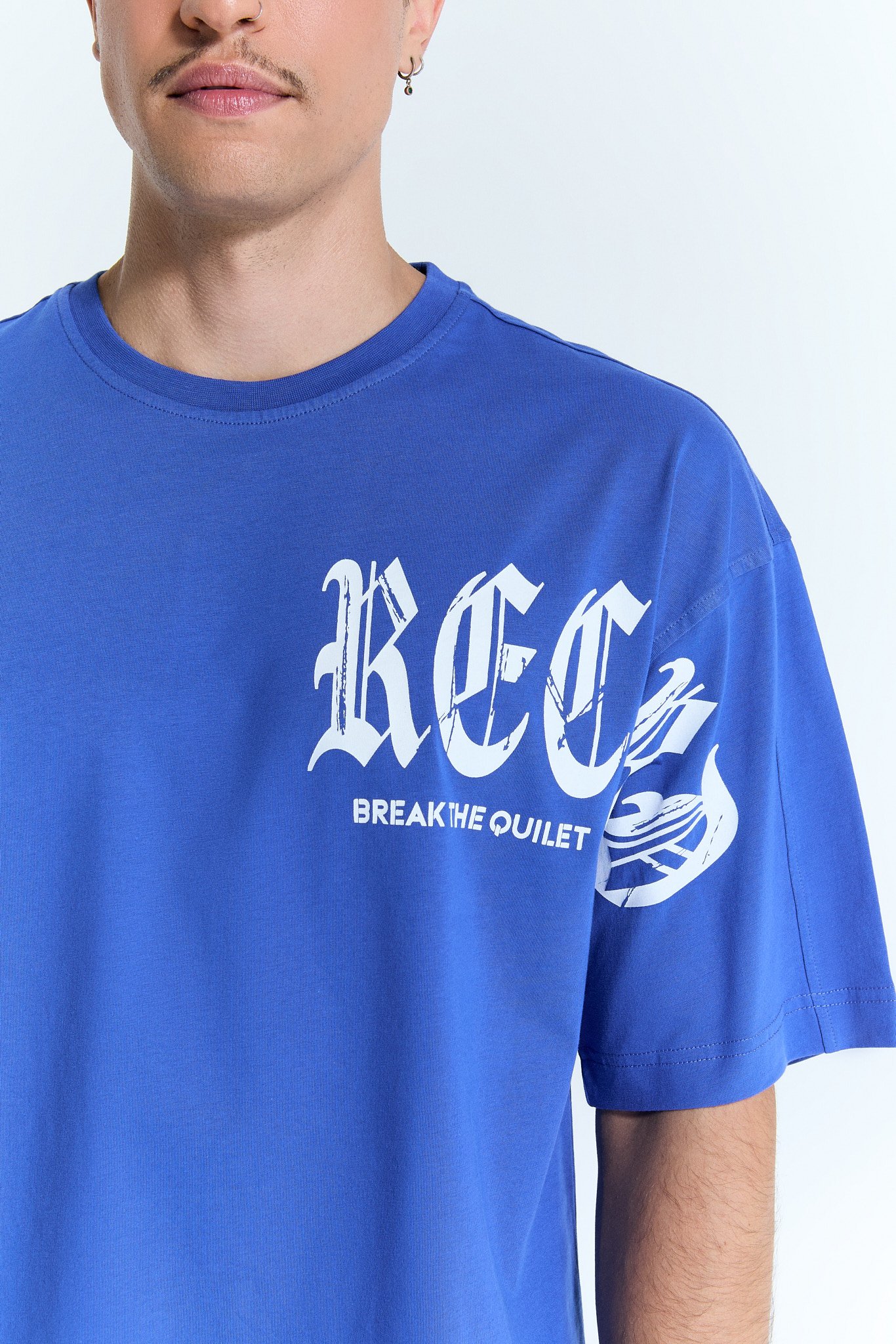 „RECORD“ Basic Herren T-Shirt Blau