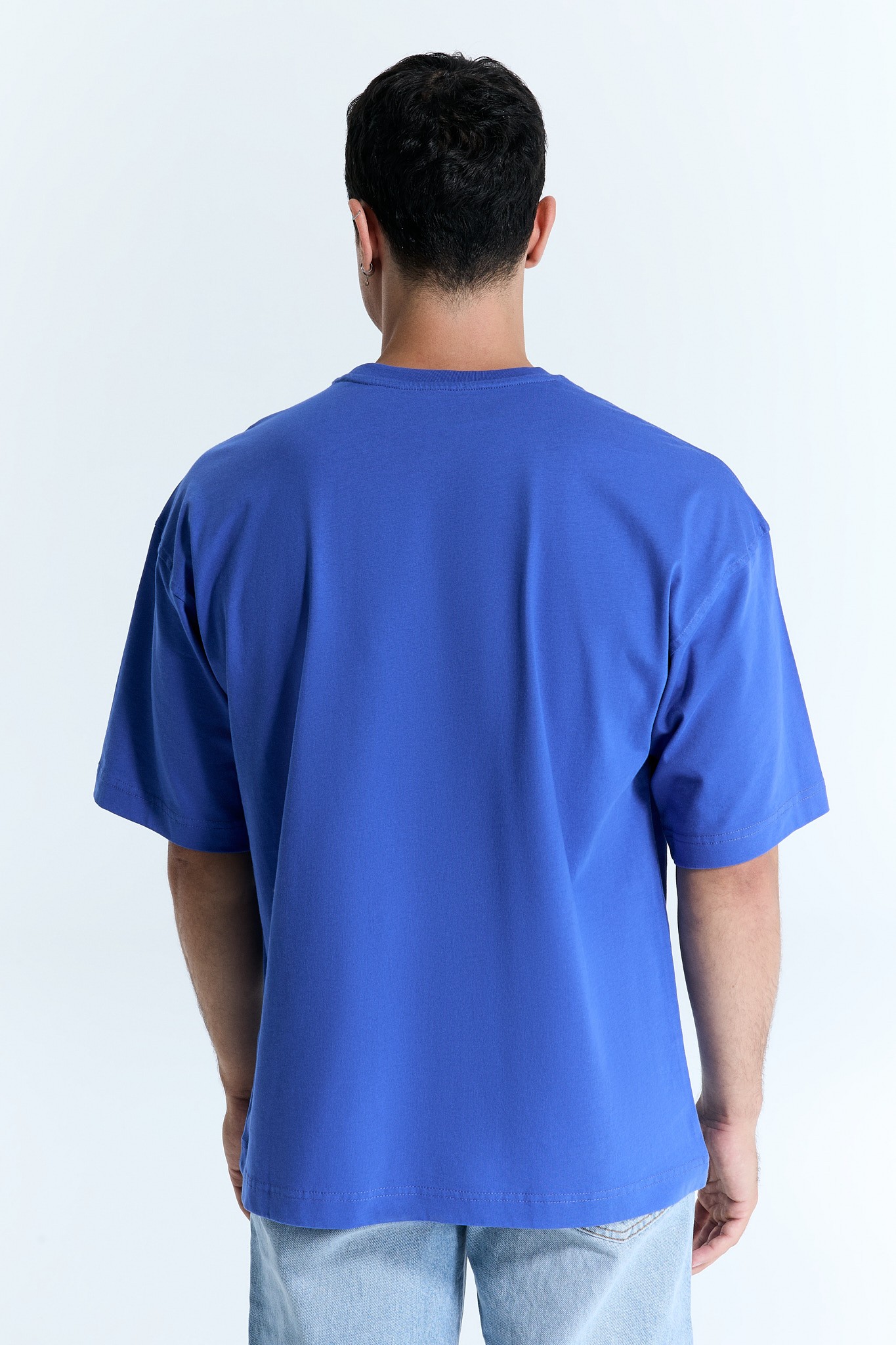 „RECORD“ Basic Herren T-Shirt Blau