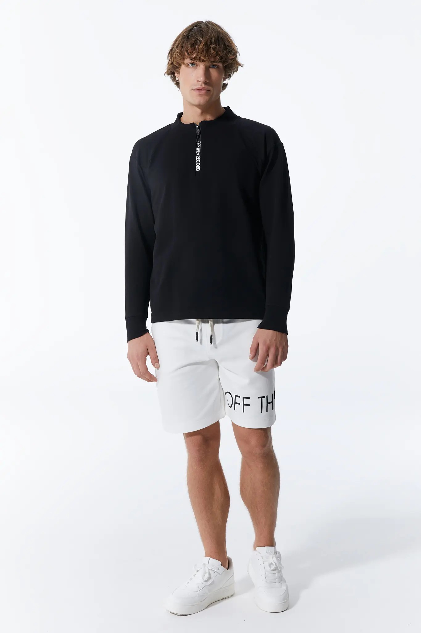 Weiß Basic-Shorts mit weitem Bein und Logo