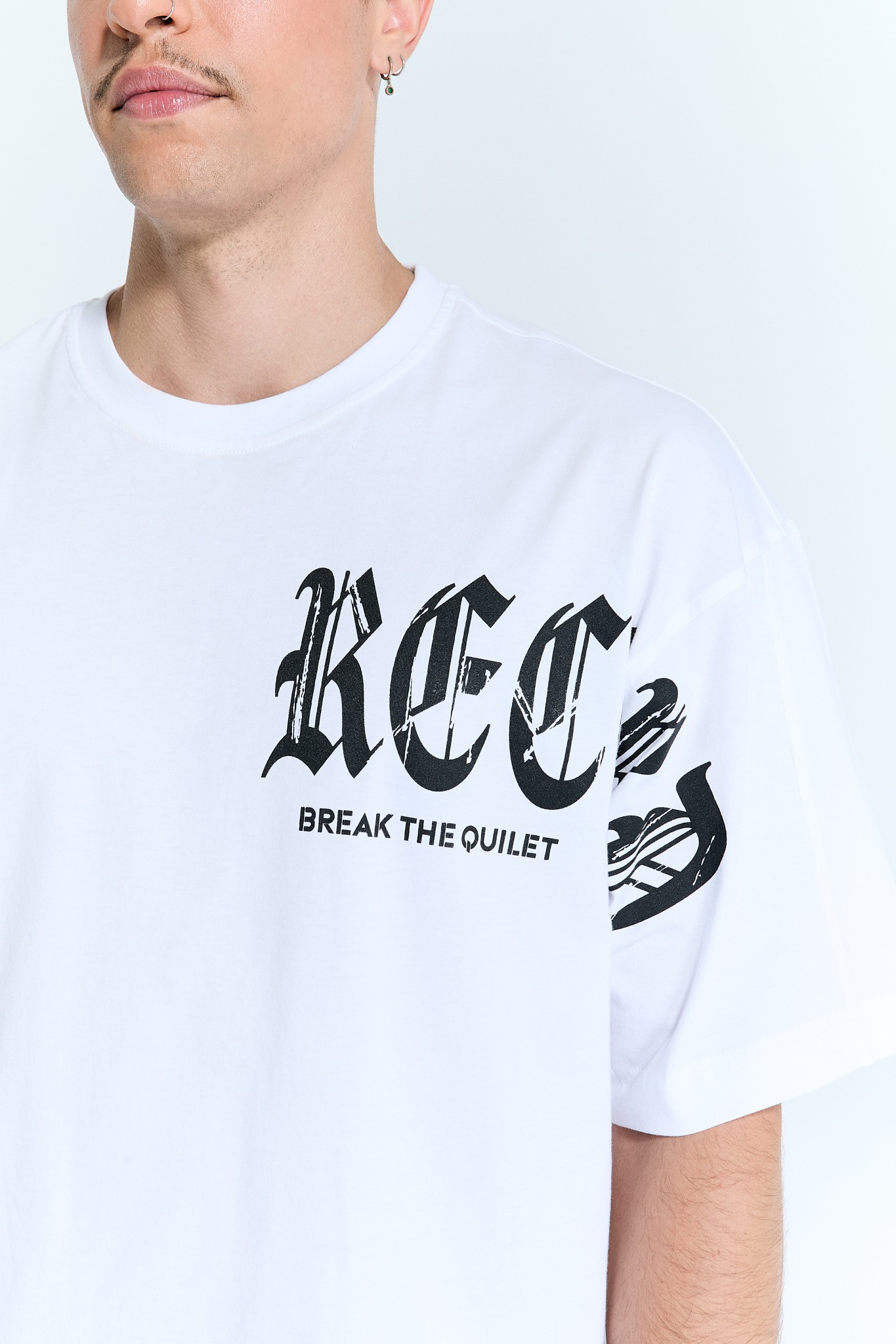 „RECORD“ Basic Herren T-Shirt Weiß