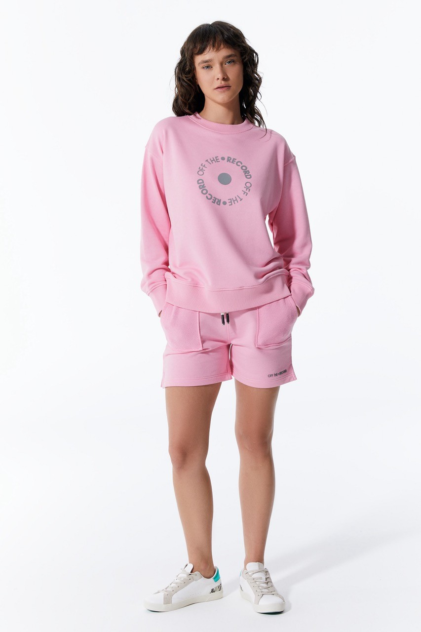 Rundes bedrucktes Rosa Damen-Sweatshirt