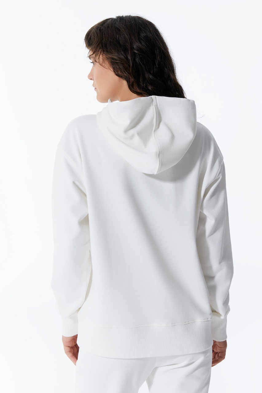 Weißer Damen-Hoodie mit Fronttasche