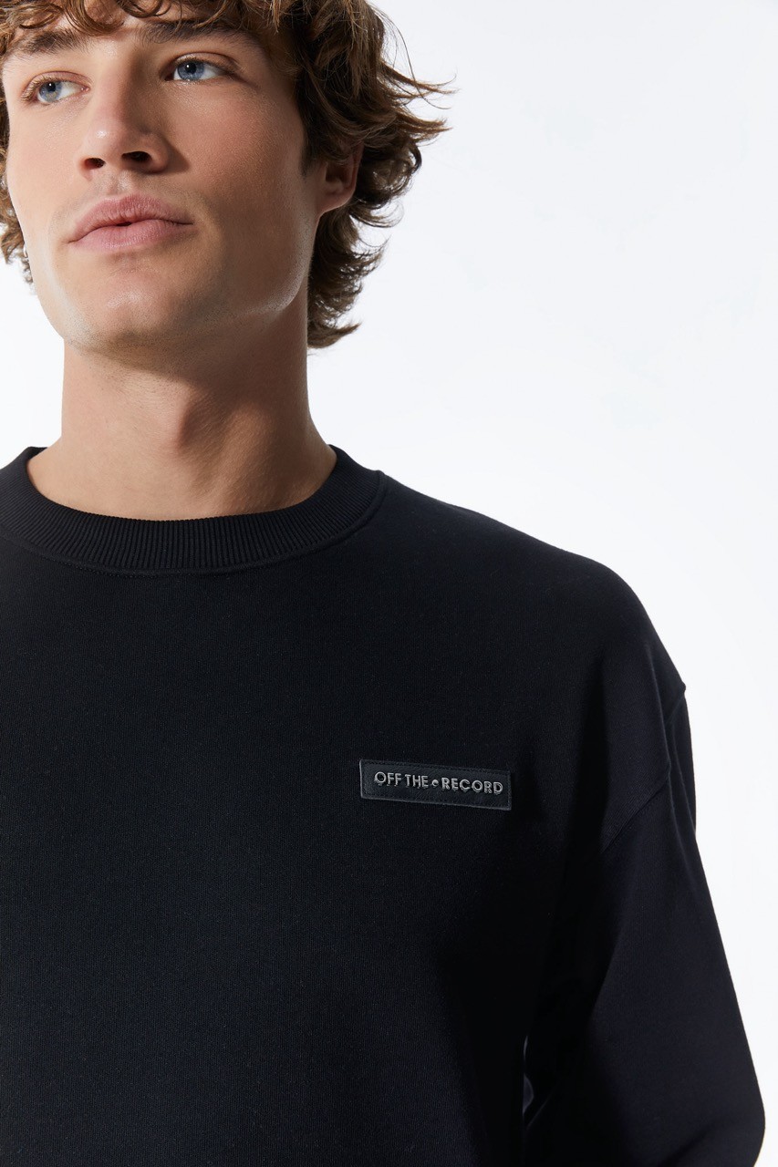 Basic Männer Schwarzes Sweatshirt