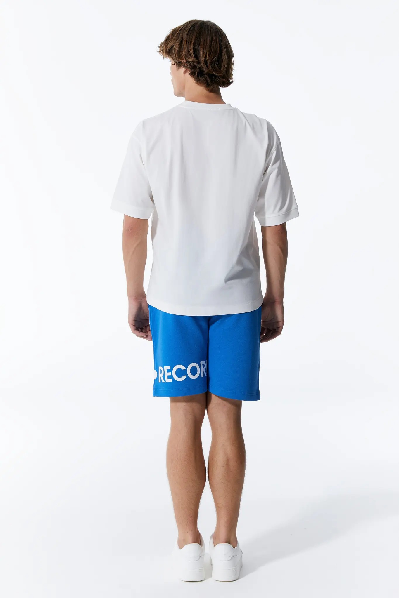 Einfarbiges Weißes Herren-T-Shirt mit Textdruck auf der Vorderseite
