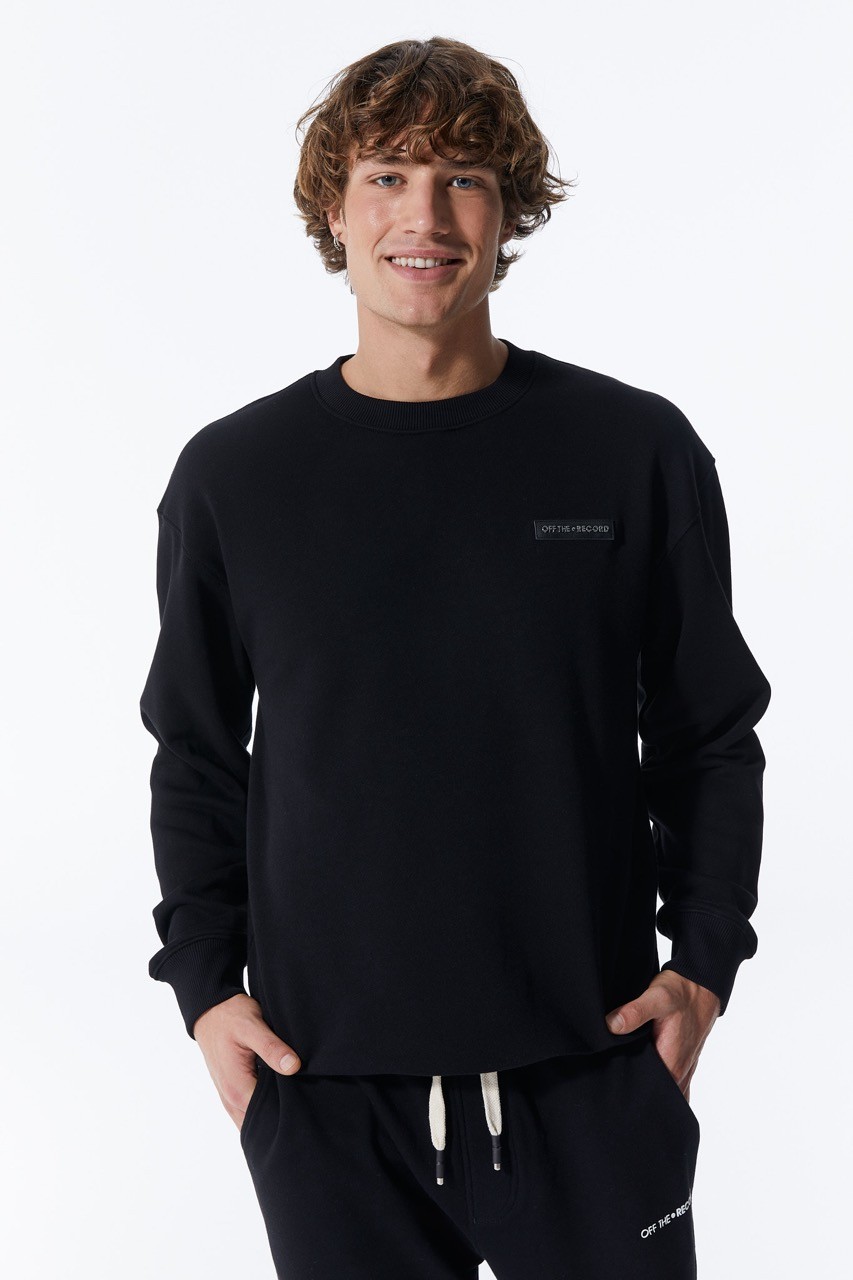 Basic Männer Schwarzes Sweatshirt