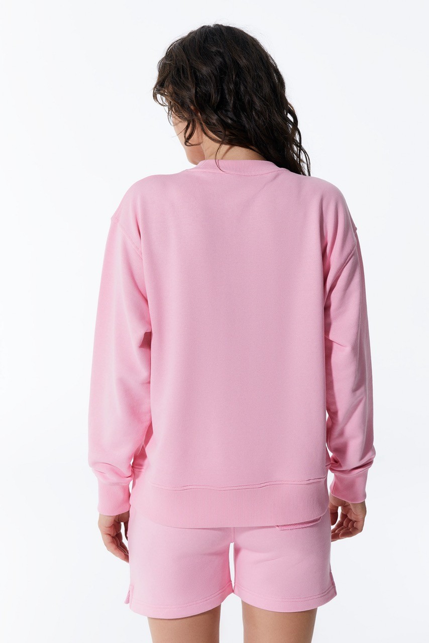 Rundes bedrucktes Rosa Damen-Sweatshirt