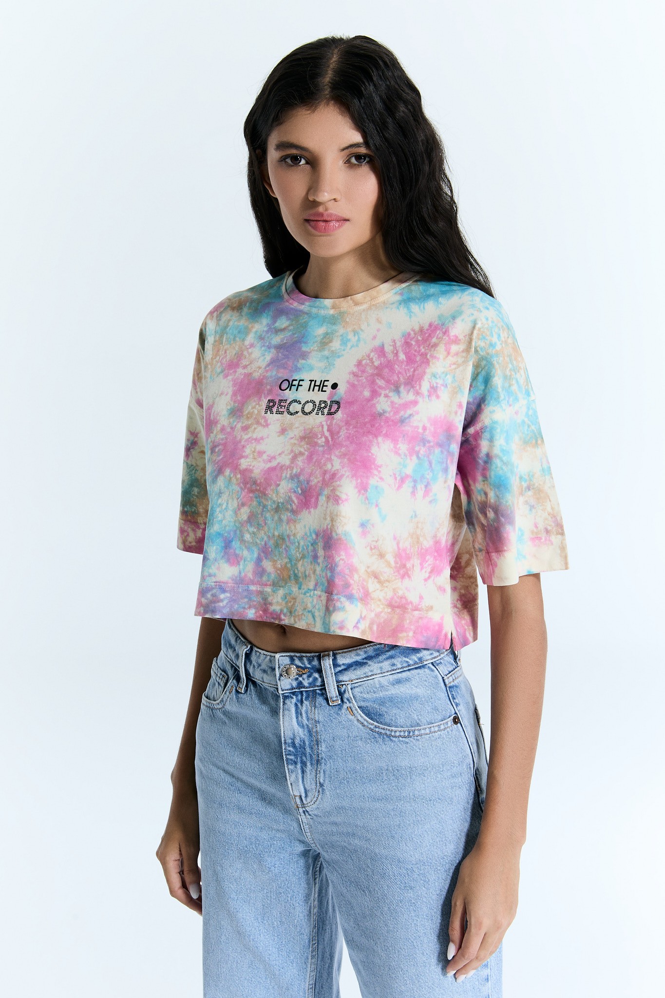 Tie-dye 3 Farben Crop für Frauen