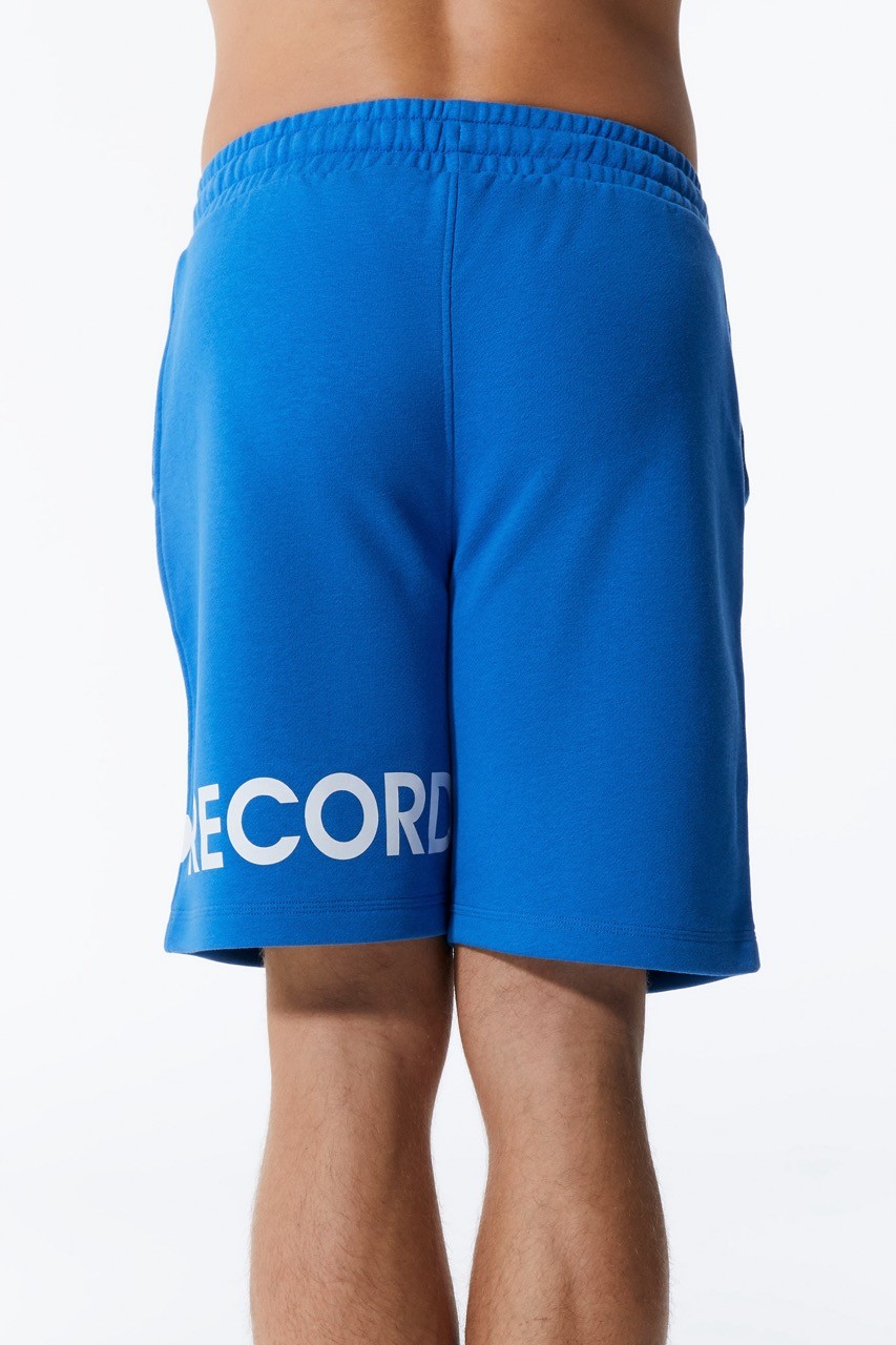 Blaue Basic-Shorts mit weitem Bein und Logo