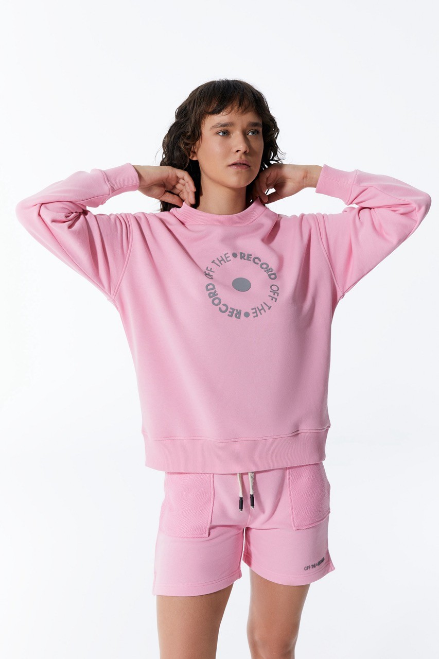 Rundes bedrucktes Rosa Damen-Sweatshirt