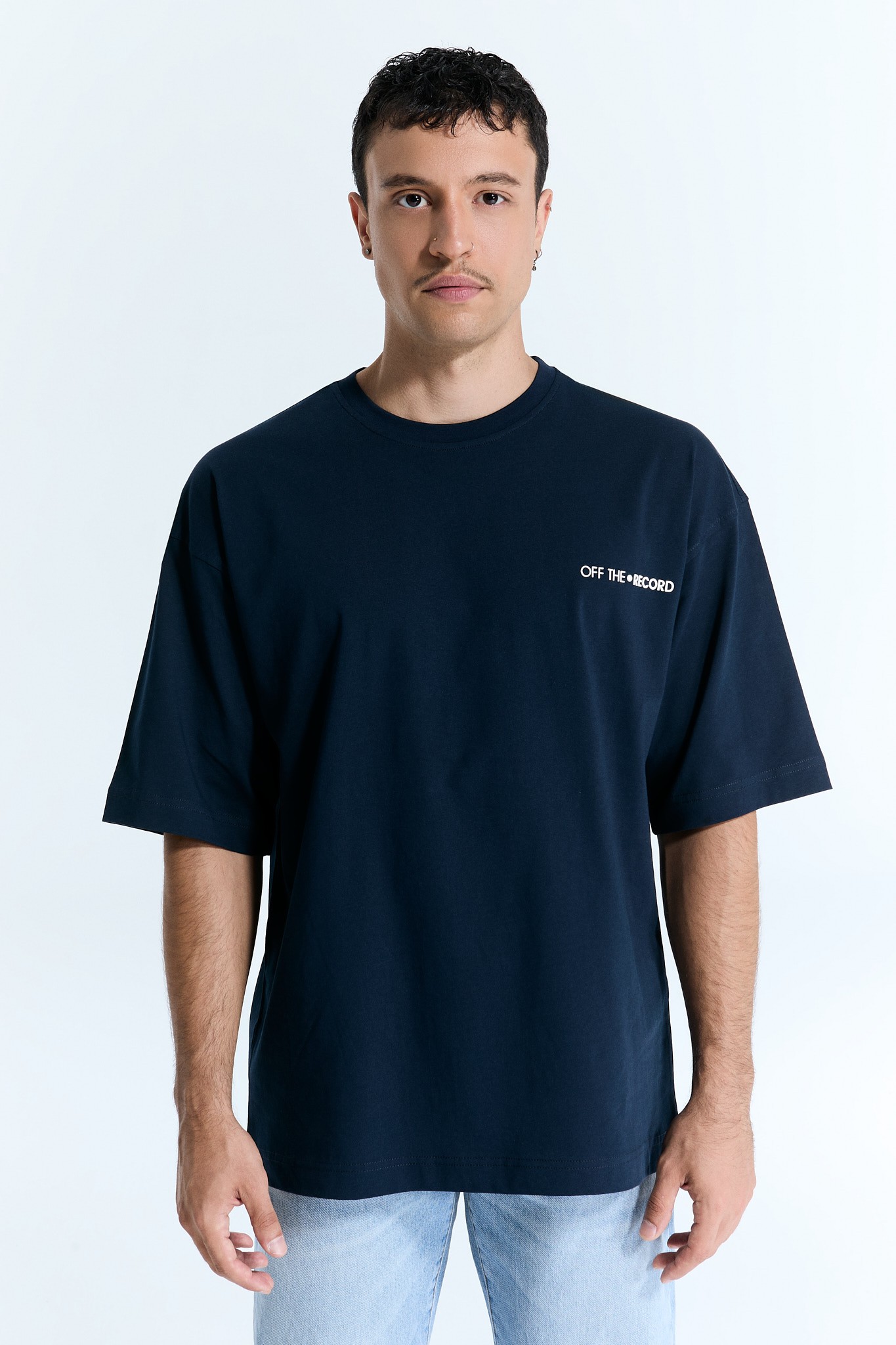 Dunkelblaues Basic Logo T-Shirt für Männer