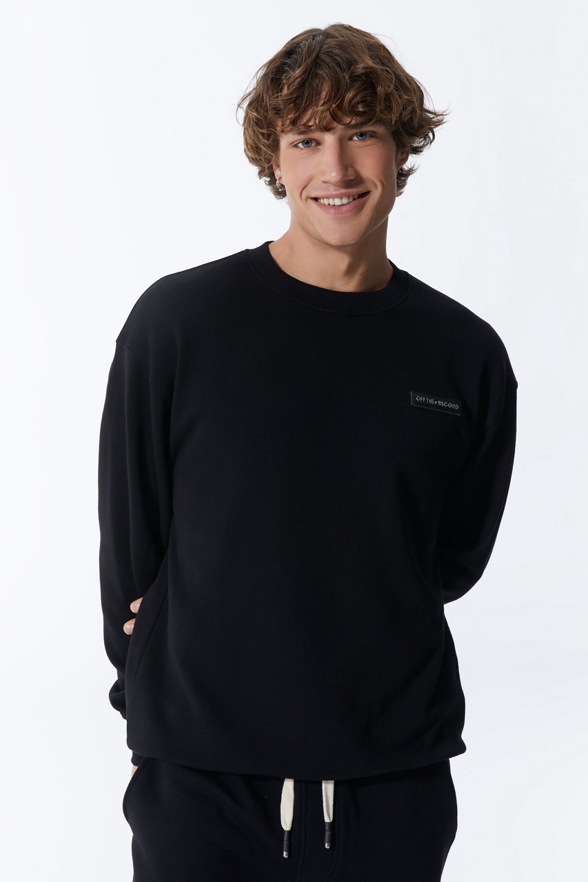 Basic Männer Schwarzes Sweatshirt