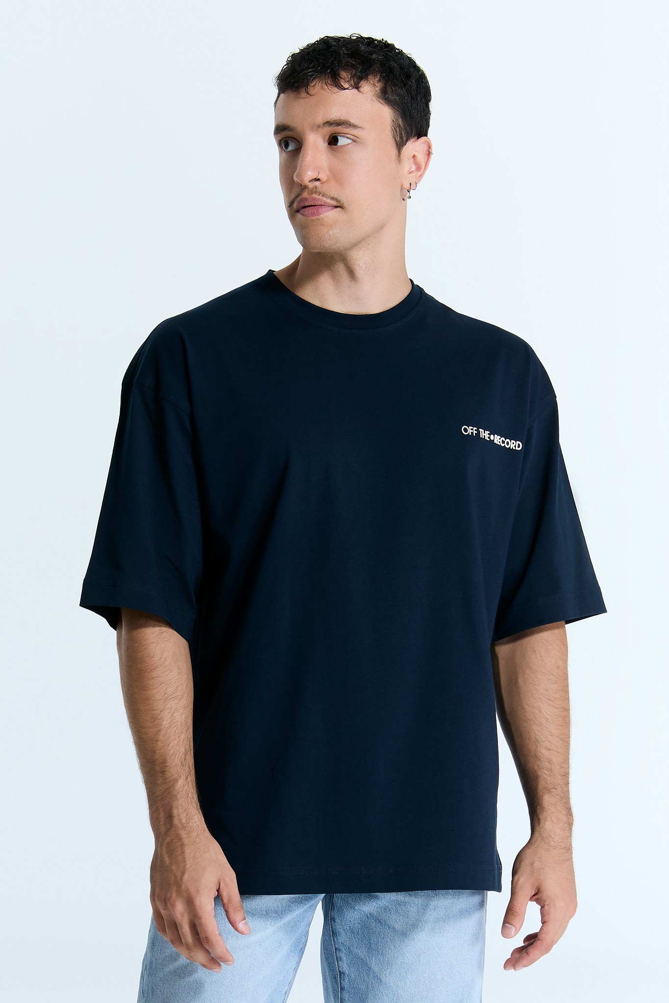 Dunkelblaues Basic Logo T-Shirt für Männer