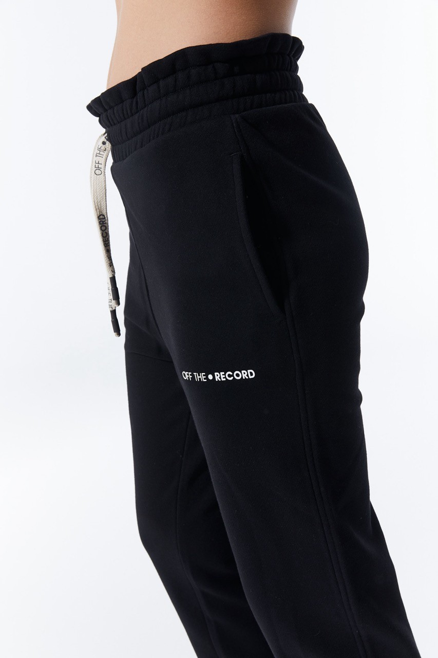 Schwarzes Jogger-Modell mit hoher Taille Damen-Sweatpants