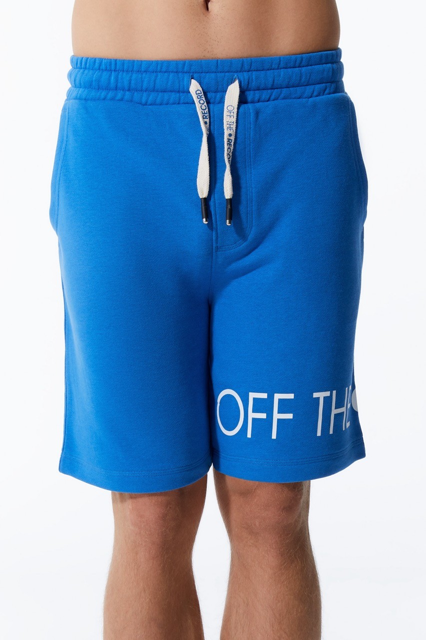 Blaue Basic-Shorts mit weitem Bein und Logo