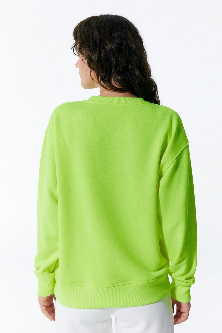 Rundes bedrucktes Neon Grün Damen-Sweatshirt