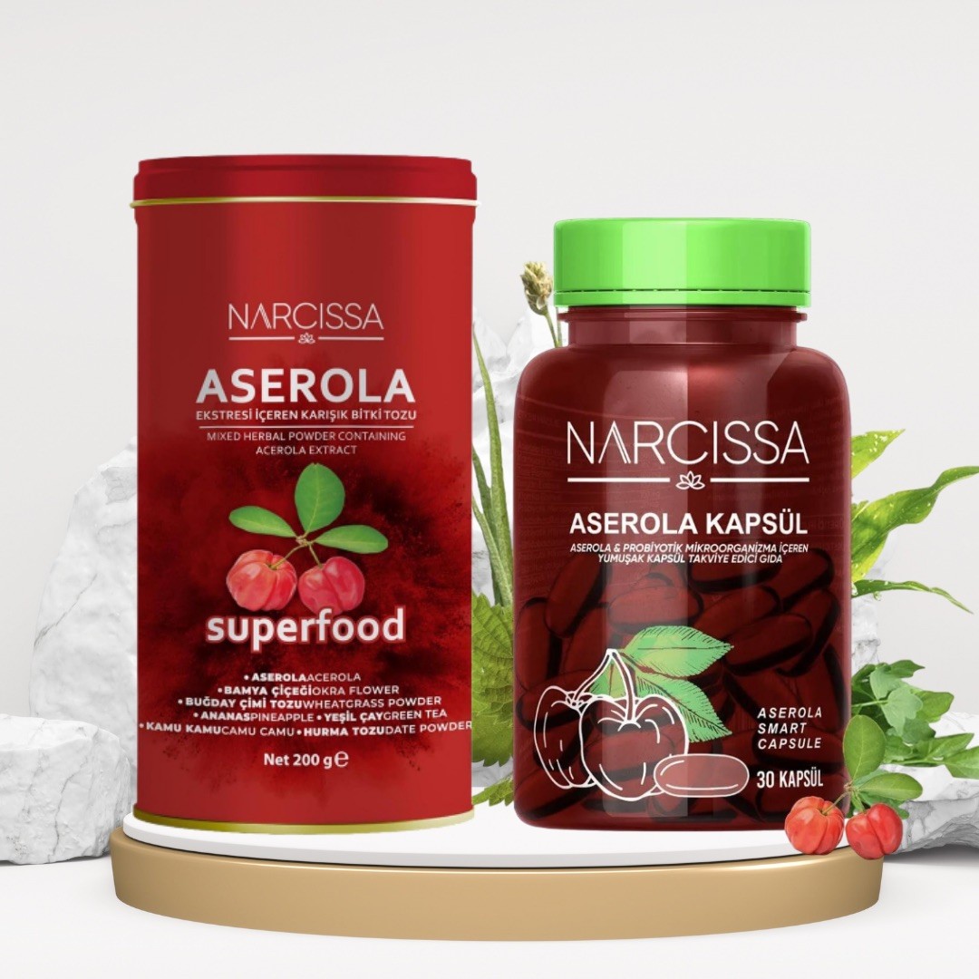 Aserola Tee und Kapseln set 