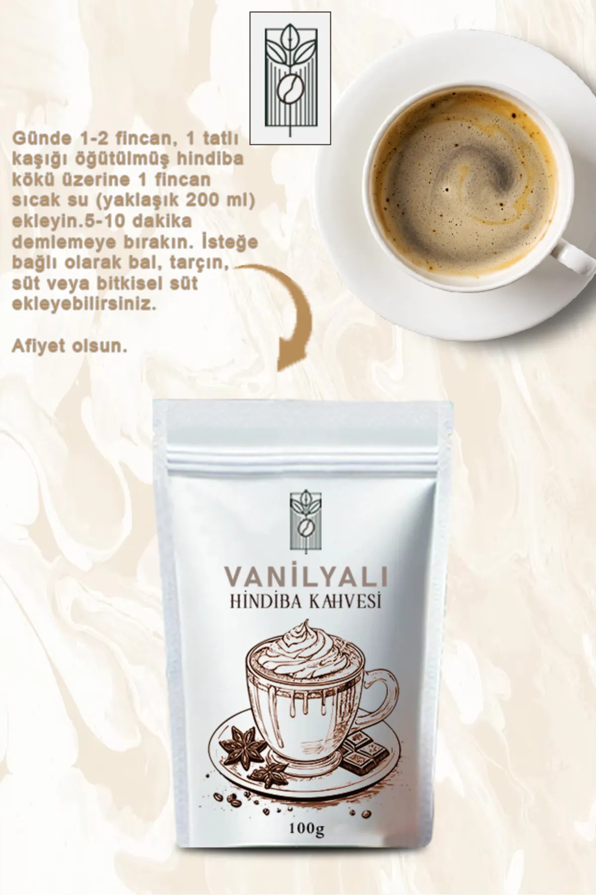Mel & Mira Zichorien Detox Kaffee mit Vanillegeschmack – 100g | Koffeinfrei & Natürlich