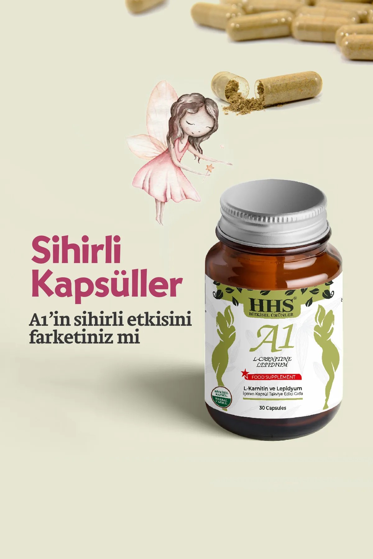 HHS A1 L-Carnitin Lepidium Pflanzliche Kapseln 30 Stück – 3er Set