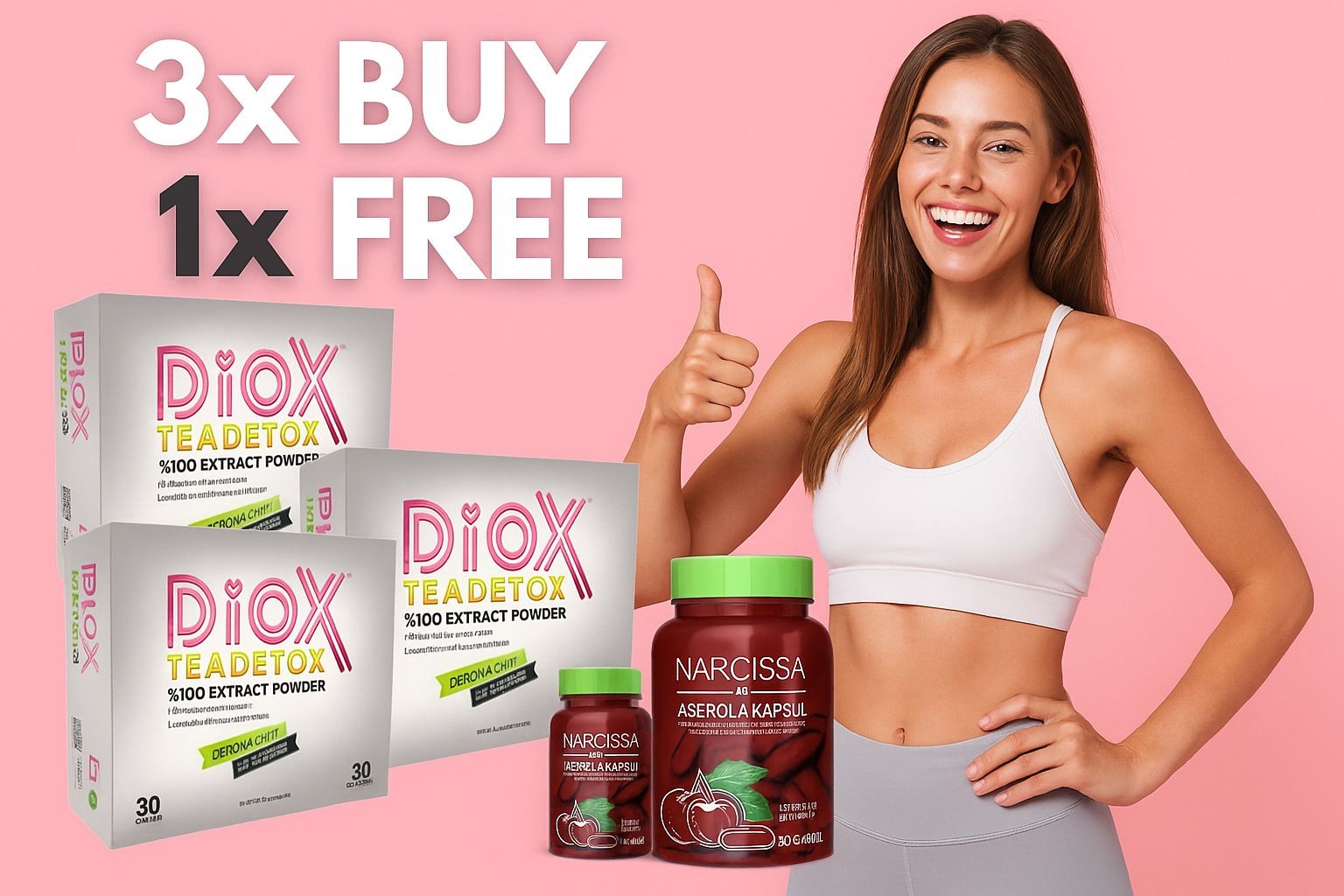 3 DIOX Tees kaufen – 1 Acerola Kapsül gratis dazu!