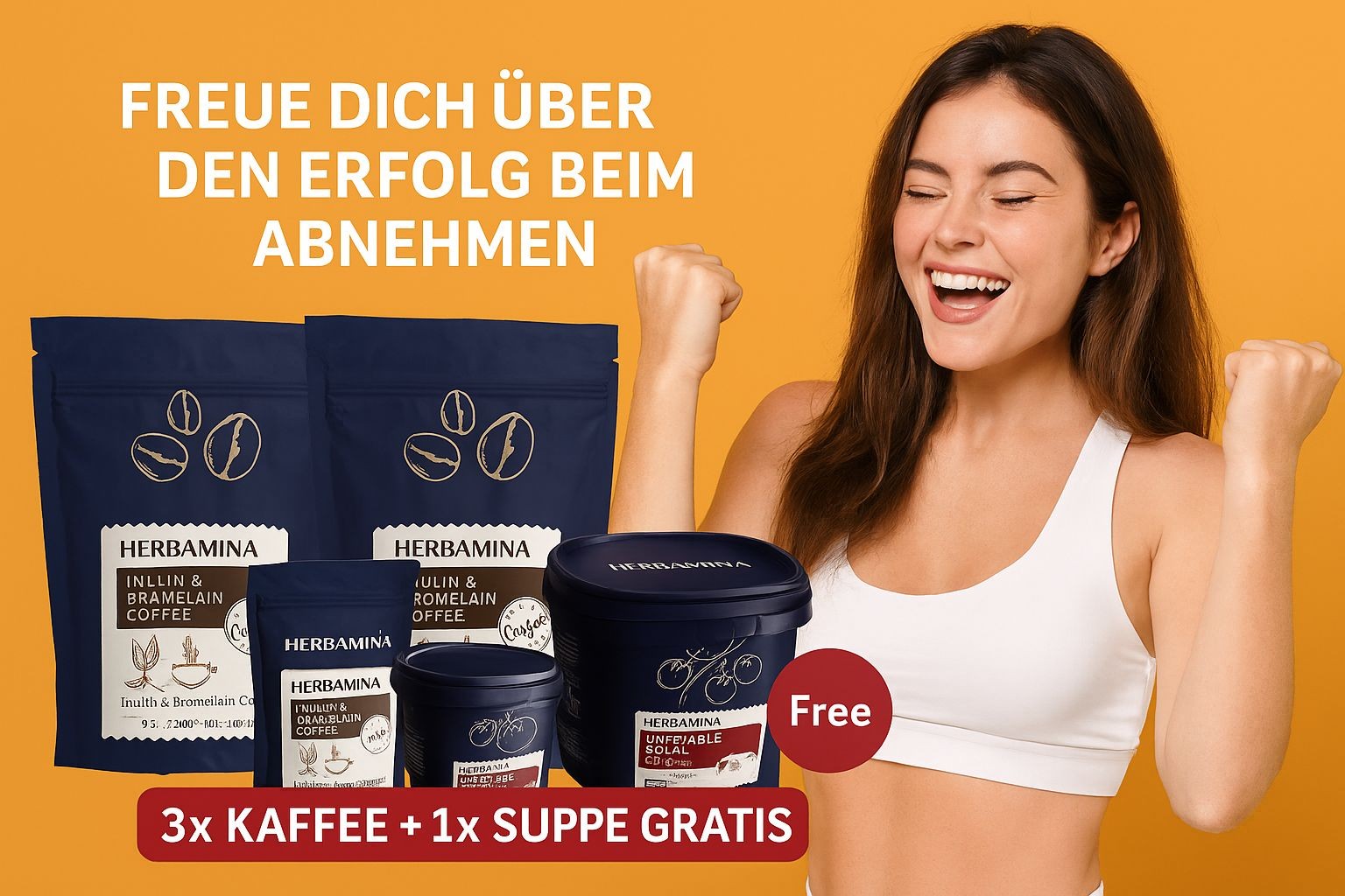 Beim Kauf von 3 Herbamina Kaffees – 1 Suppe gratis!