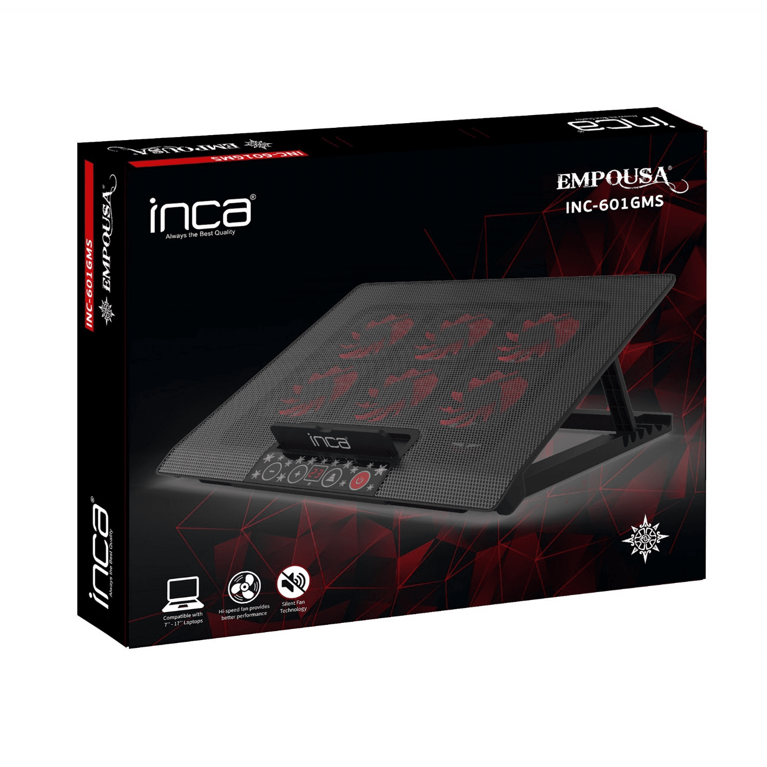 INCA INC-601GMS 6X VENTILATOR, KONTROLNA TABLA, 2X USB, 6-STAGE GAMING DESKTOP RAČUNAR COOLER 7"-17"