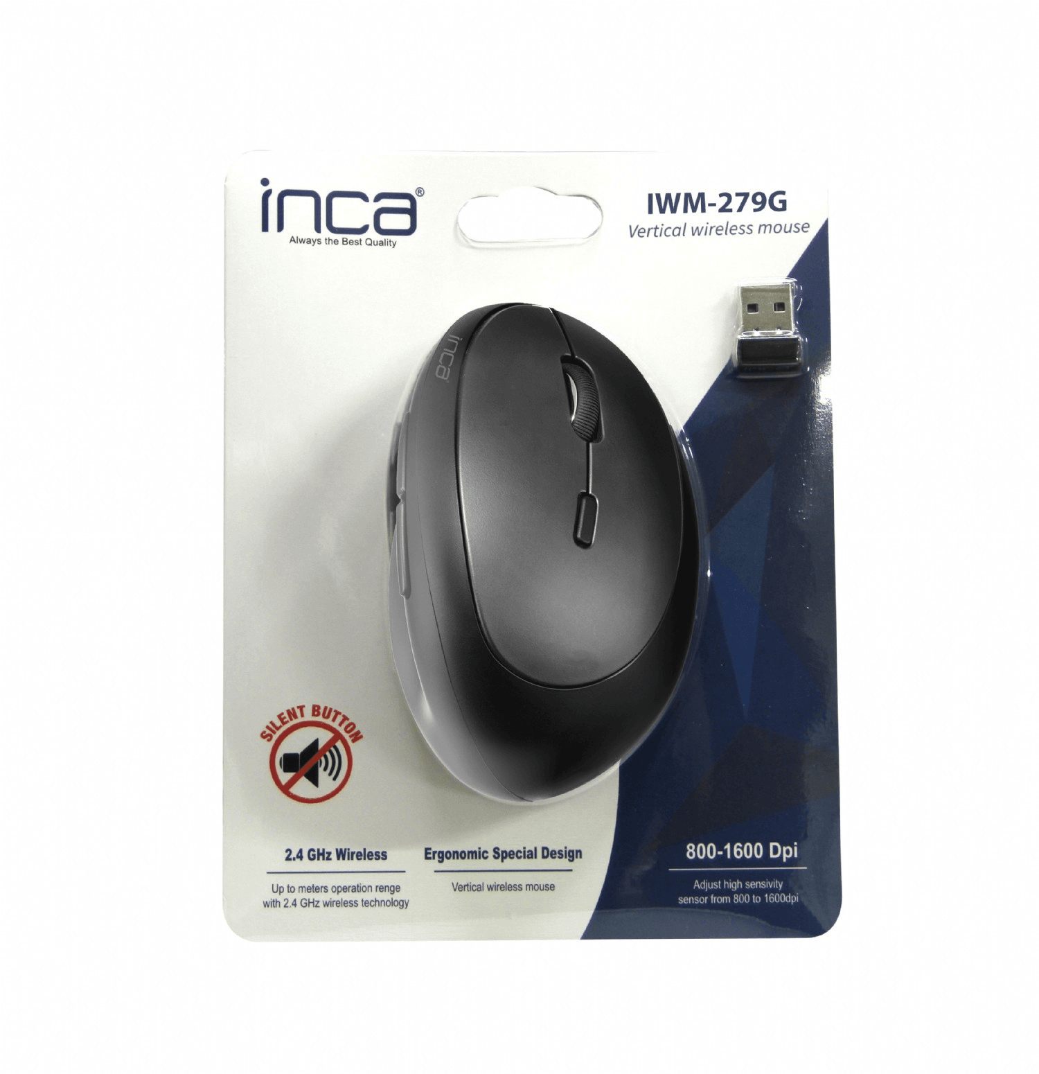 INCA IWM-279 1600 DPI NANO, bočni LASERSKI BEŽIČNI MIŠ SIVI