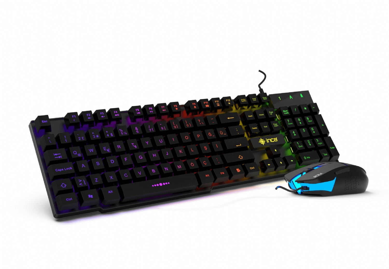 INCA IKG-448 RAINBOW EFFECT GAMING KEYBOARD & MOUSE SET SA MEHANIČKIM OSJEĆAJEM