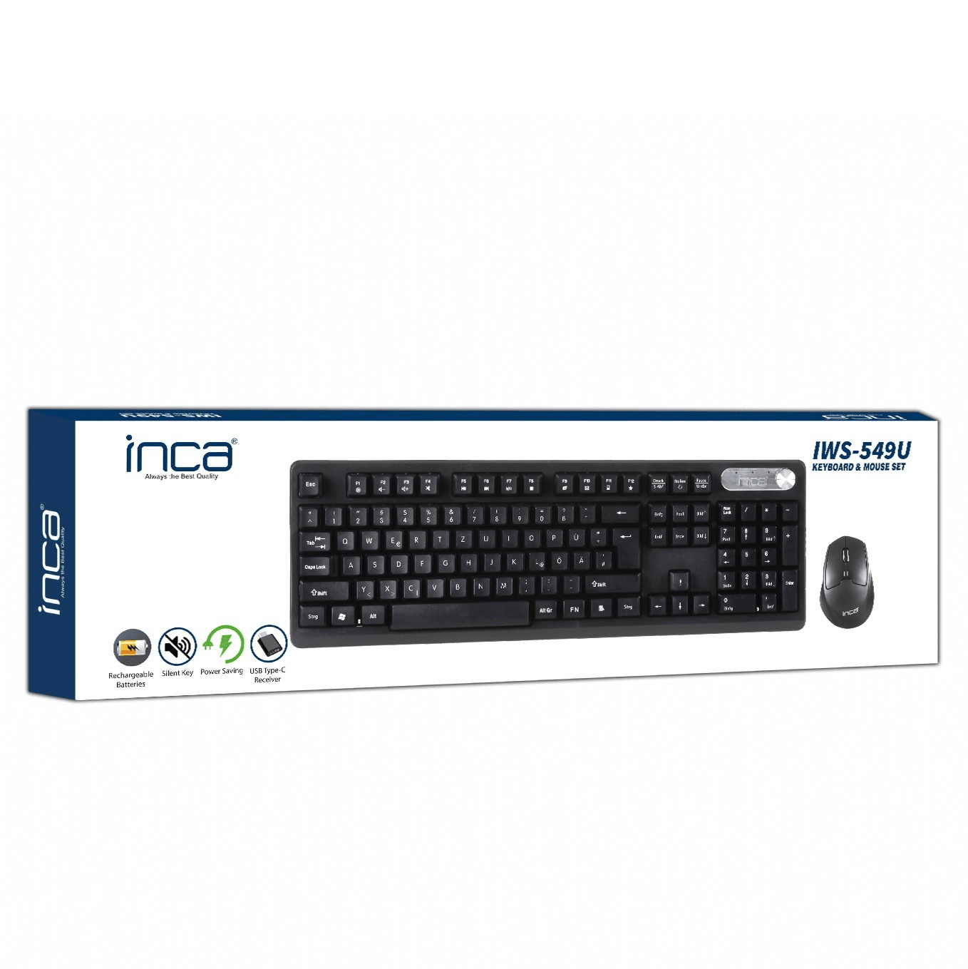 INCA IWS-549U PUNJIVA SILENT TYPE-C BEŽIČNA MULTIMEDIJALNA TASTATURA I SET MIŠA