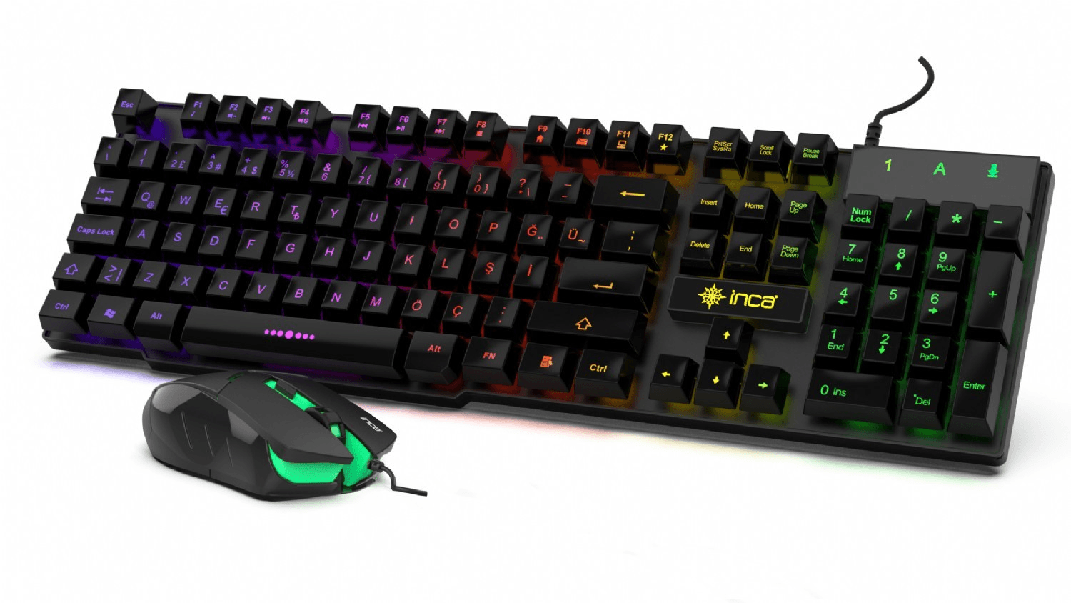 INCA IKG-448 RAINBOW EFFECT GAMING KEYBOARD & MOUSE SET SA MEHANIČKIM OSJEĆAJEM