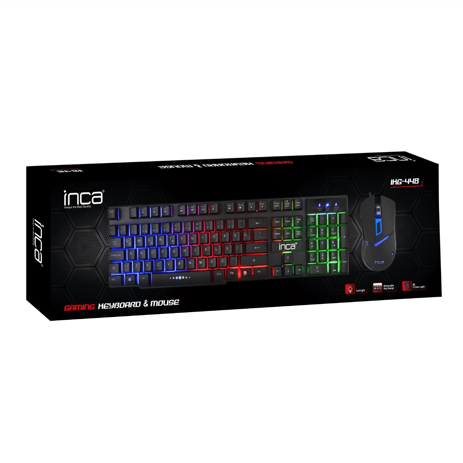 INCA IKG-448 RAINBOW EFFECT GAMING KEYBOARD & MOUSE SET SA MEHANIČKIM OSJEĆAJEM