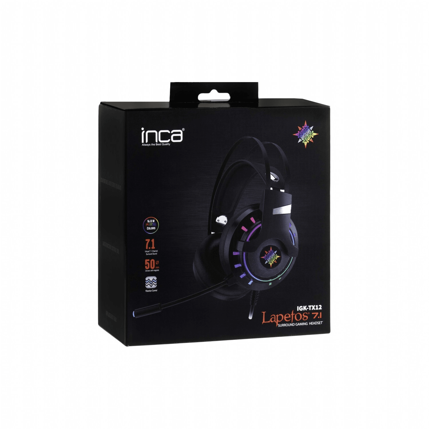 INCA IGK-TX12 LAPETOS SERİJA 7.1 SURROUND RGB LED GAMİNG SLUŠALİCE, FUNKCİONALNE KONTROLE İ VİBRACİJE