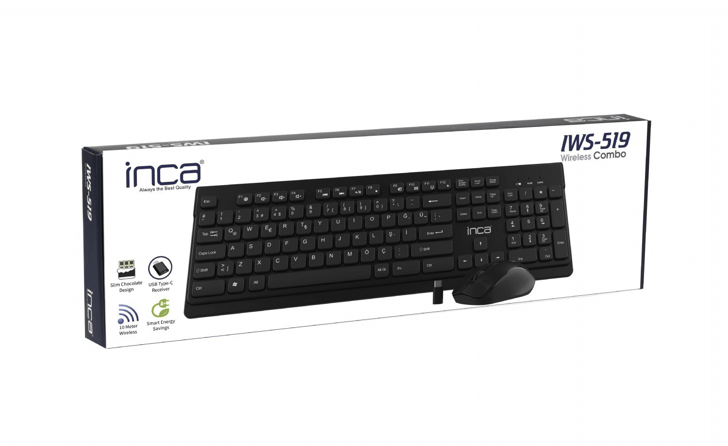 INCA IWS-519 WIRELESS MULTIMEDIA SLIM SCHOKOLADE DIZAJN TYPE-C TASTATURA I MAUS SET