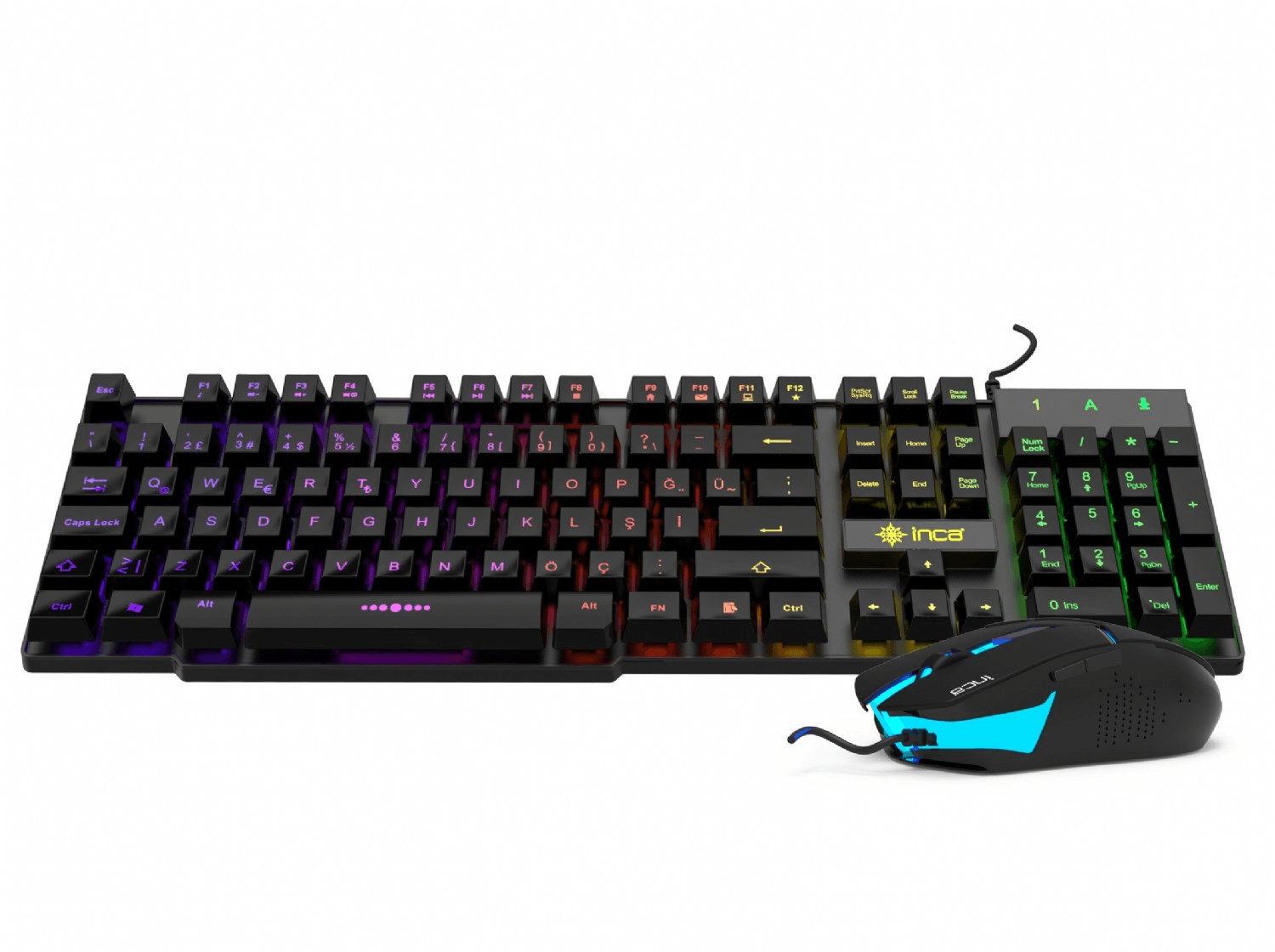 INCA IKG-448 RAINBOW EFFECT GAMING KEYBOARD & MOUSE SET SA MEHANIČKIM OSJEĆAJEM