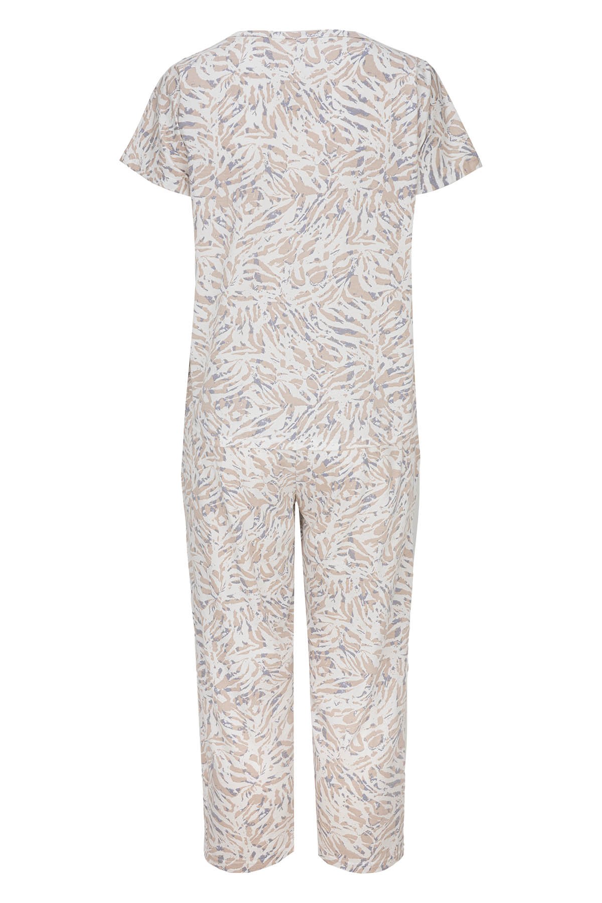 Damen Capri Pyjama | 100 % Baumwolle mit Naturmuster