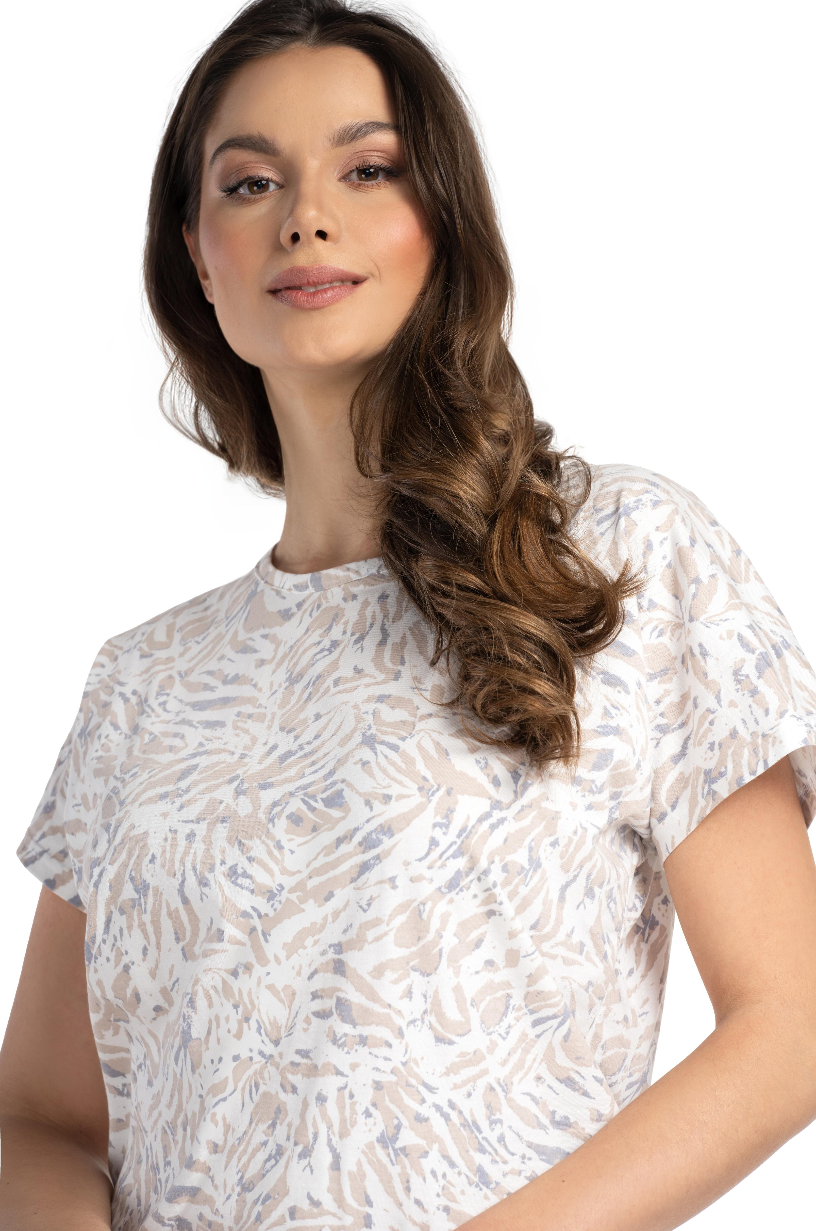Damen Capri Pyjama | 100 % Baumwolle mit Naturmuster