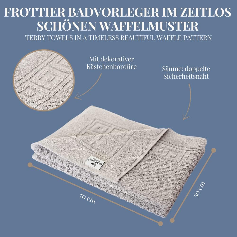 2x Badvorleger WAFFEL 50x70 cm grau 100% Baumwolle Badematte Badteppich Duschvorleger