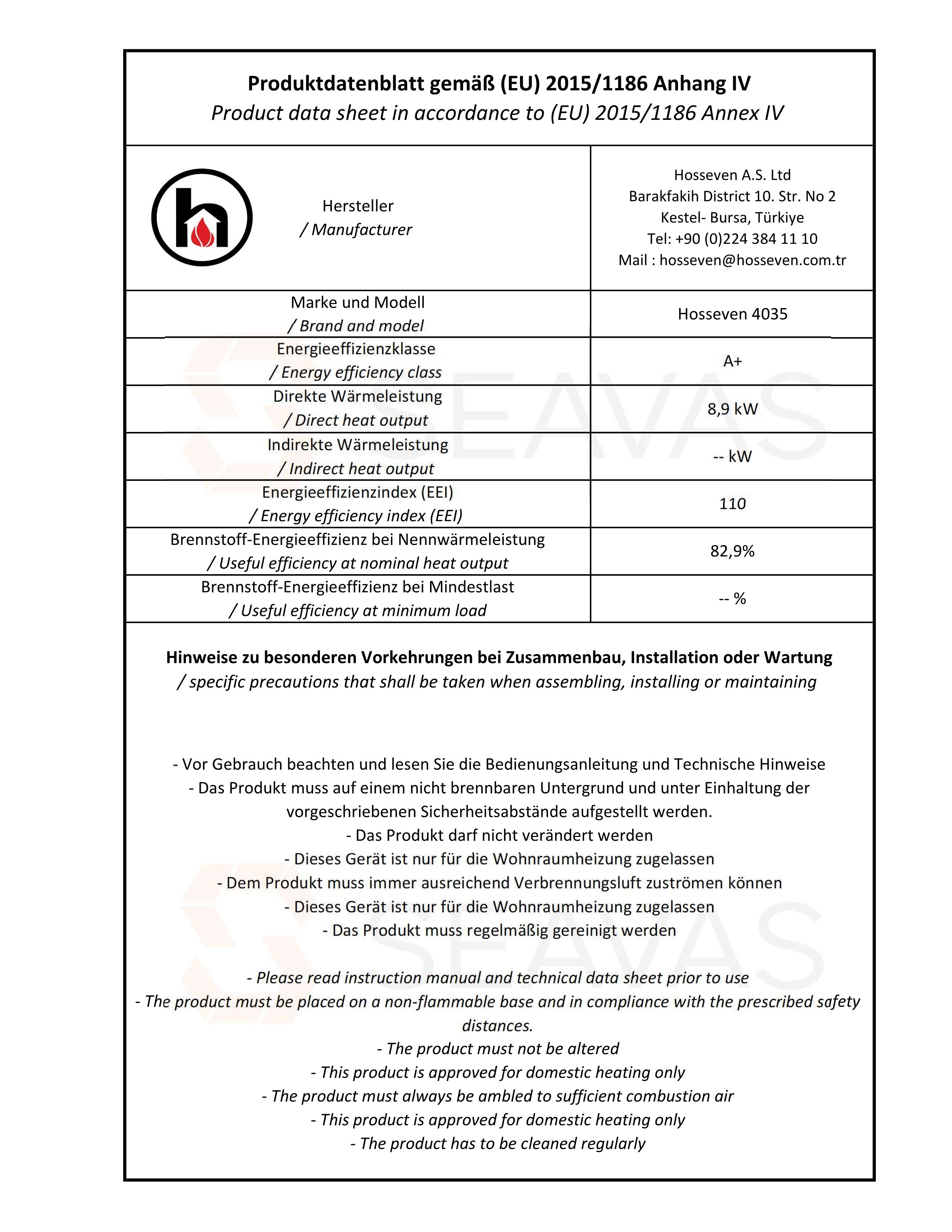 Küchenofen Hosseven 4035 - Der Vielseitige Küchenofen 8,9 kW