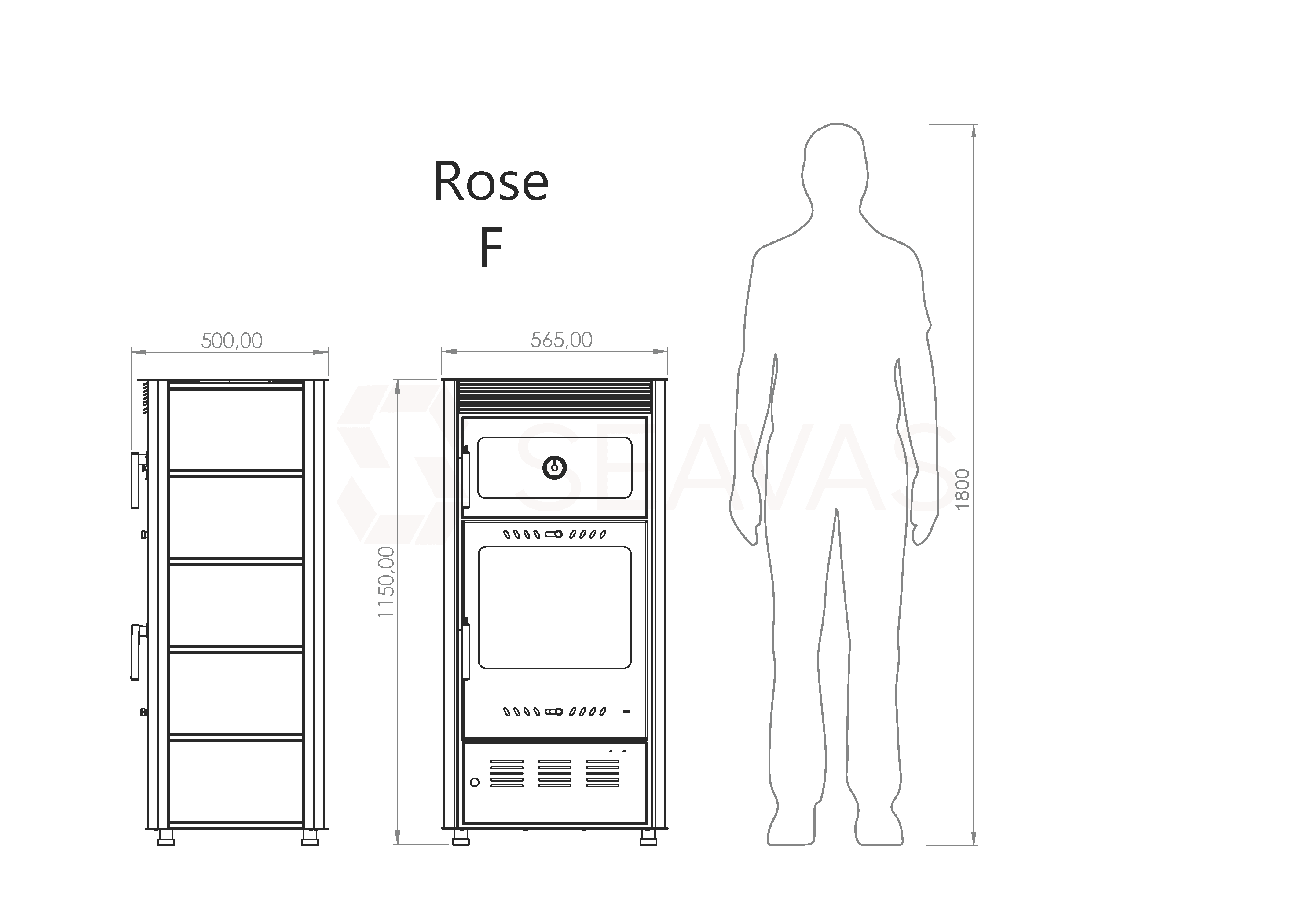 5065 Rose Oven - 7,8kW - Kaminofen mit Backfach EEK:A