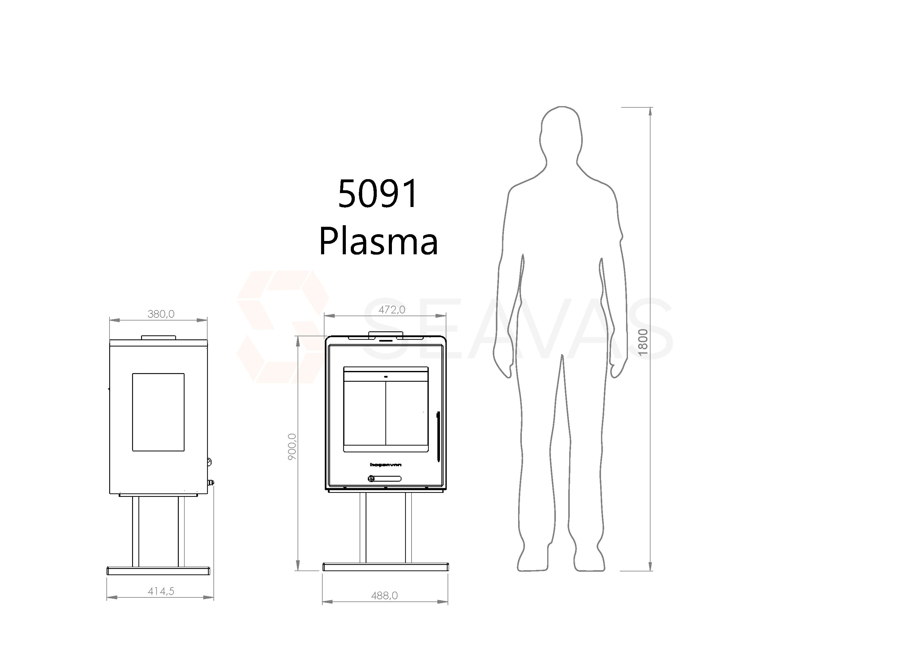 5091 Ofen - 6,5 kW Der Panorama Kaminofen mit Drei Sichtfenstern