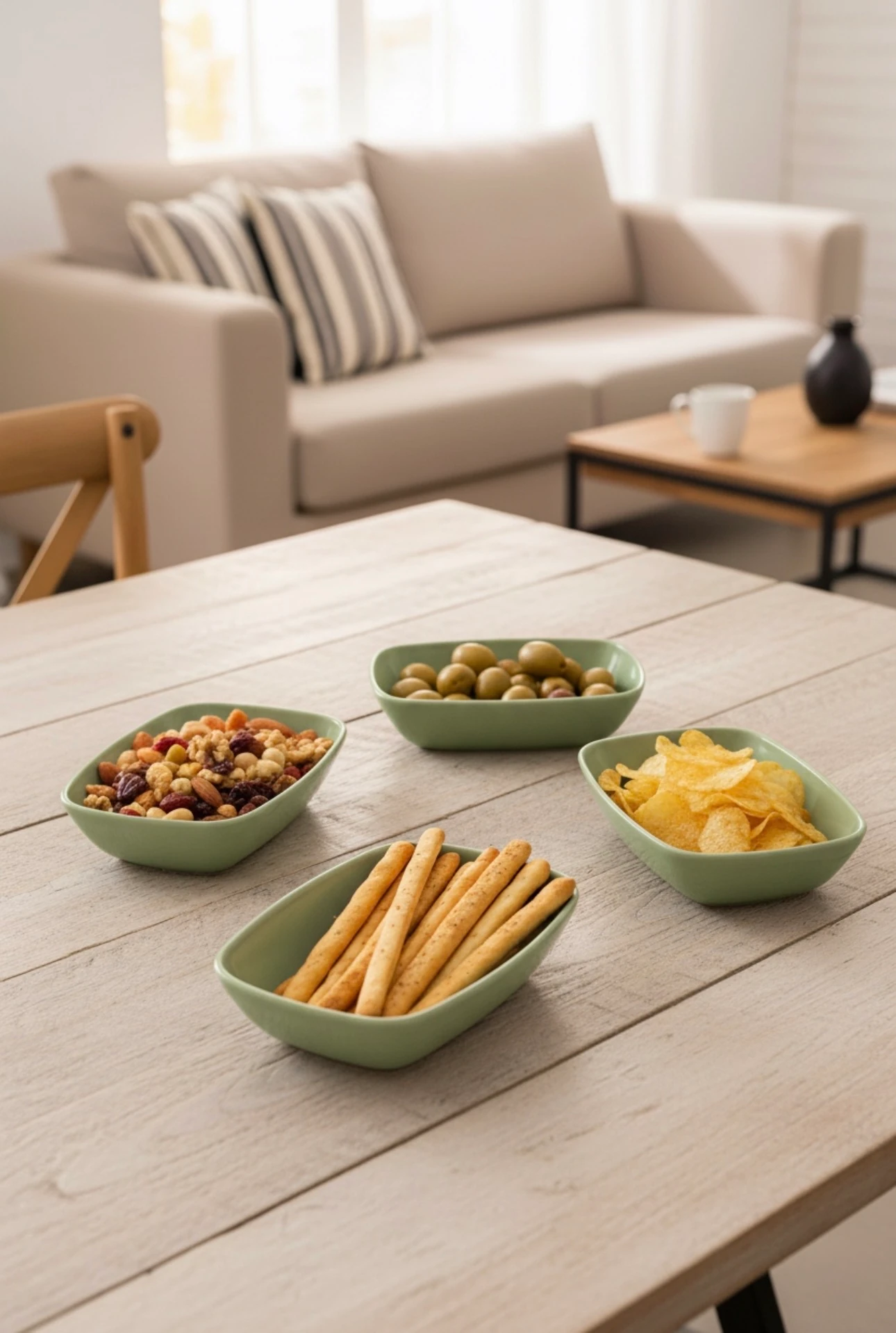 Bol Pătrat, 18 cm (4 Buc) - Verde