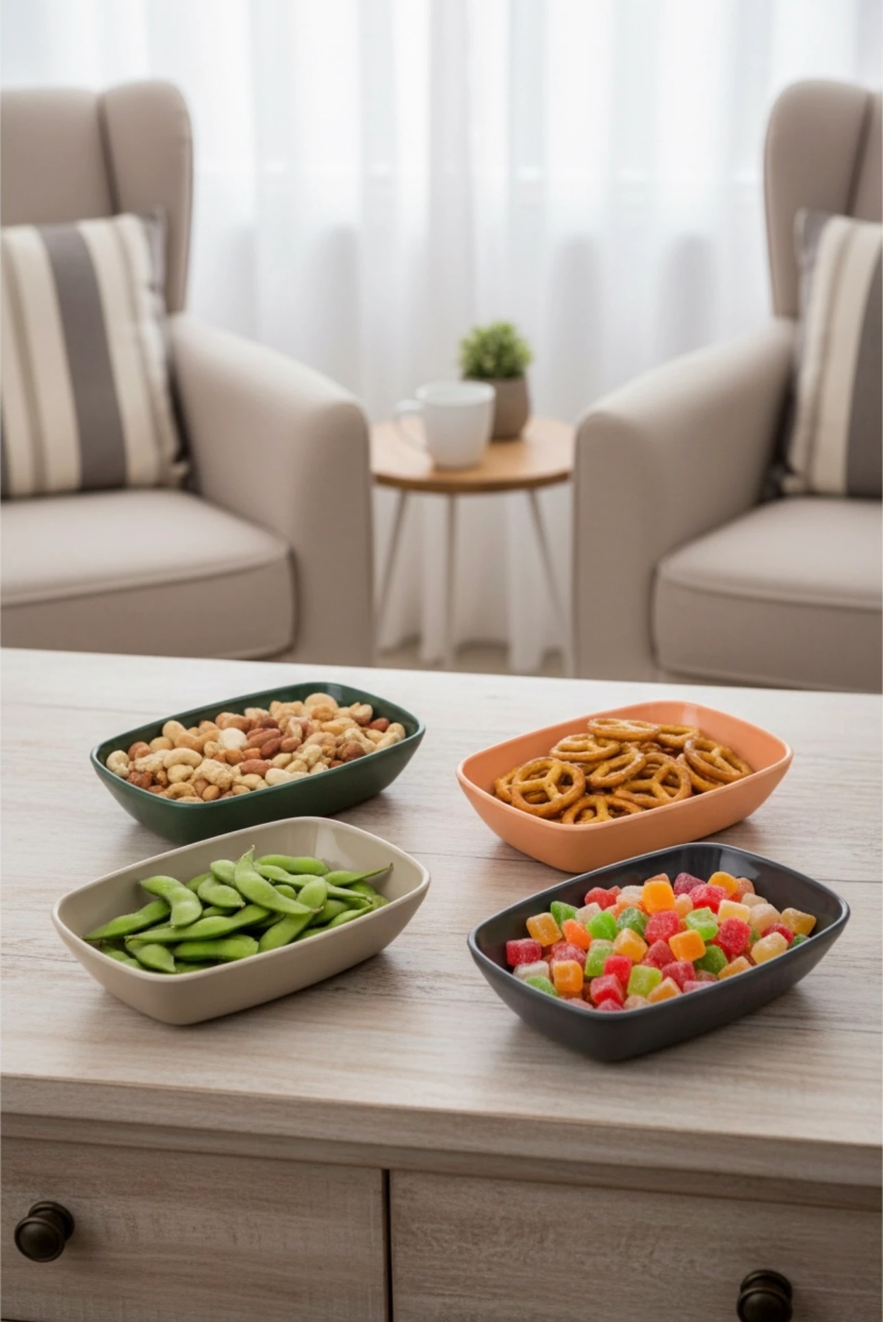 Bol Pătrat, 14 cm (4 Buc) - Mix