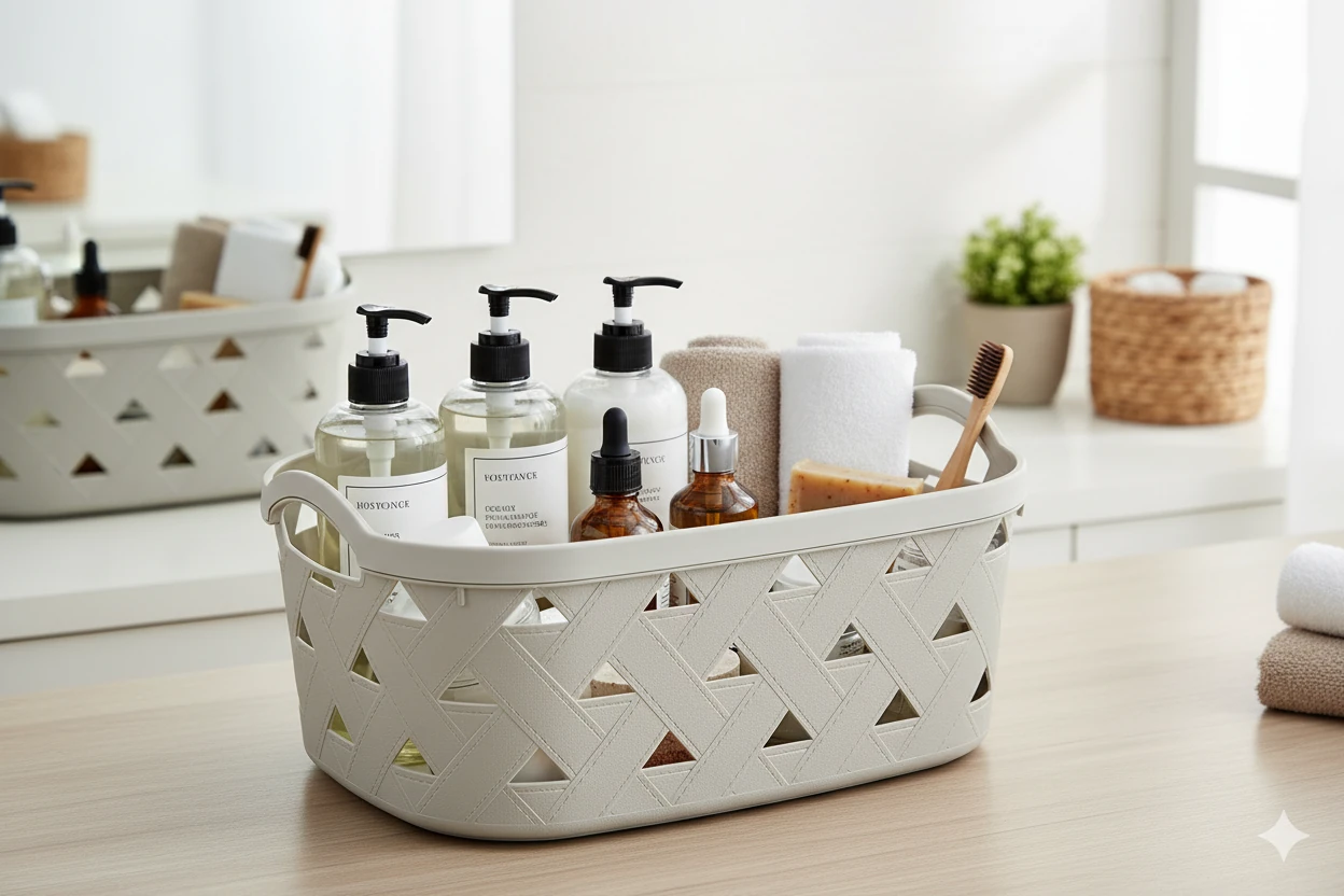 Coș cu Model de Piele LEATHER, 16,7 L - Bej