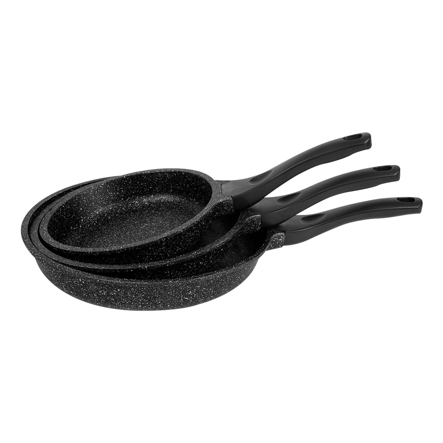 CAZORIA Cast Trio Pan Set (20-24-28 cm) - Black