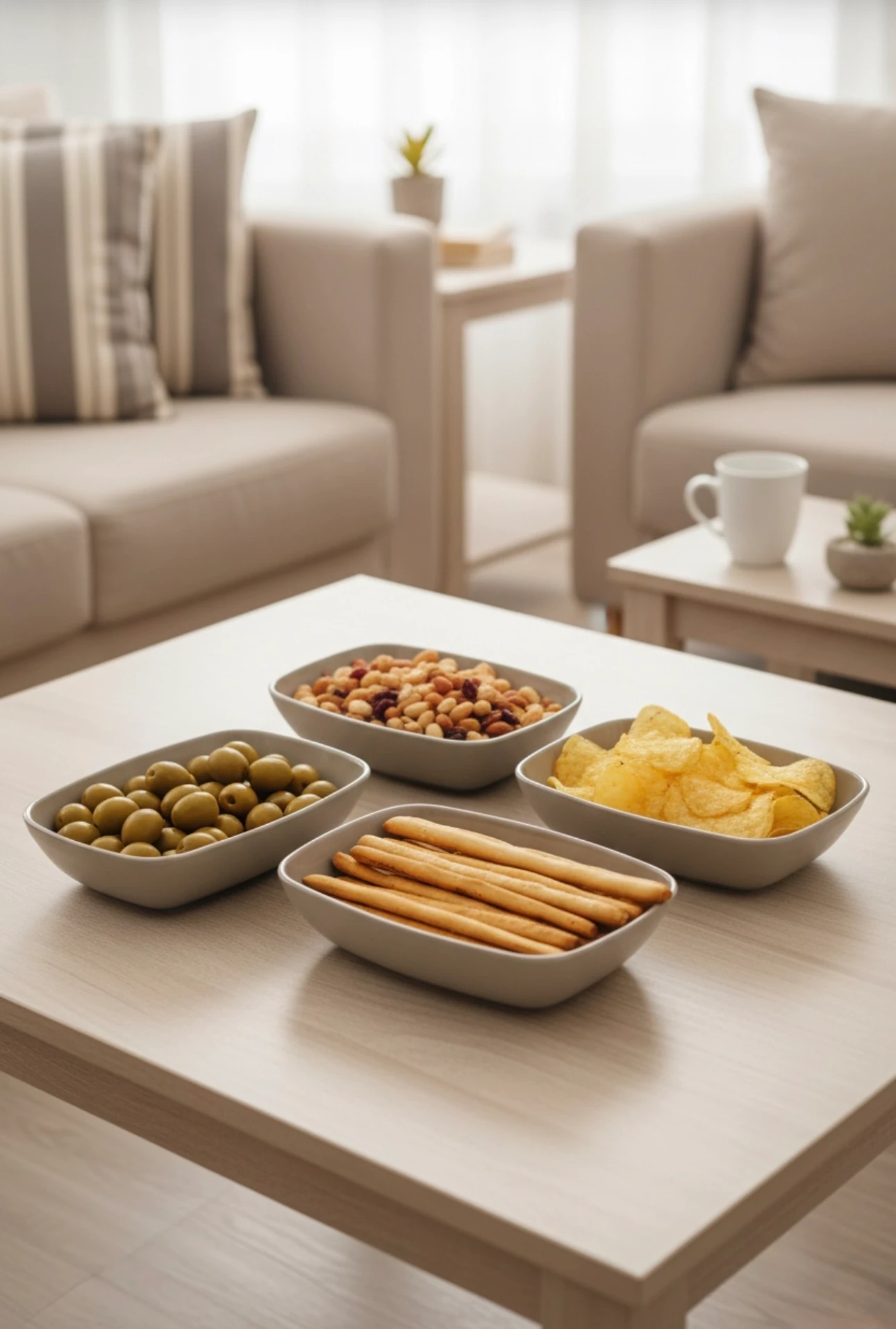 Bol Pătrat, 18 cm (4 Buc) - Bej