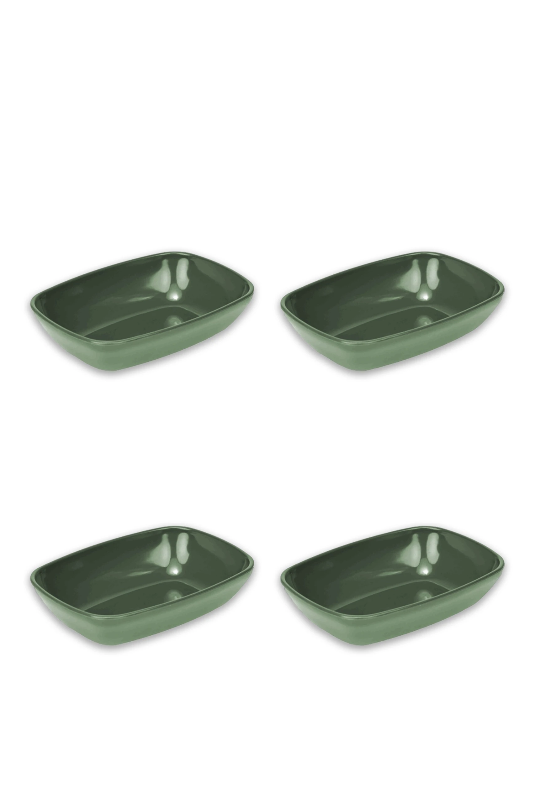 Bol Pătrat, 14 cm (4 Buc) - Verde