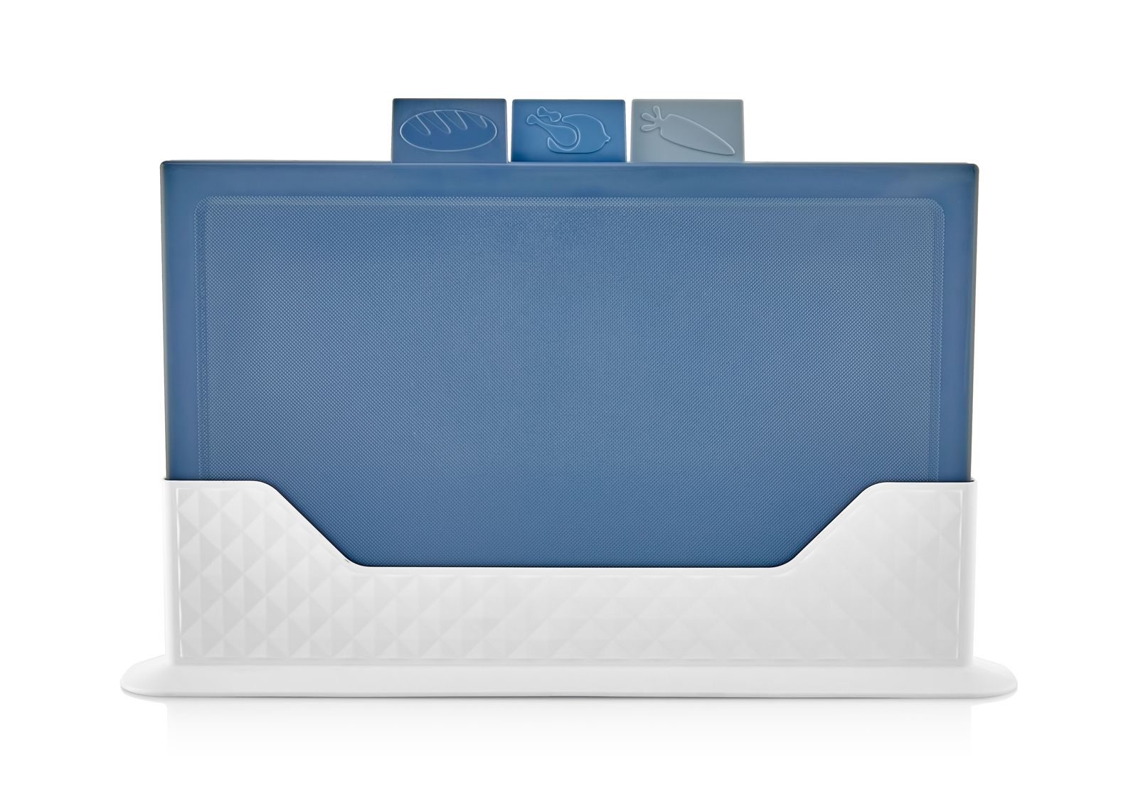 CAZORIA Flat Cutting Board Set with Stand (4 Pcs) - Blue