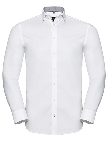 Men´s Long Sleeve Tailored Contrast Herringbone Shirt