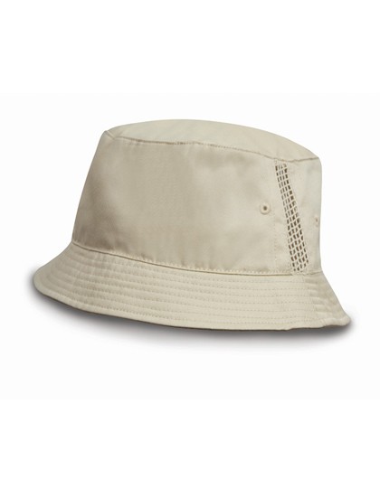 Deluxe Washed Cotton Bucket Hat With Side Mesh Panels