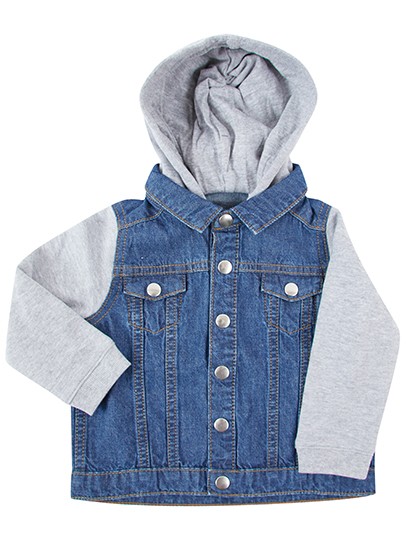 Denim Jacket With Fleece Hood And Sleeves