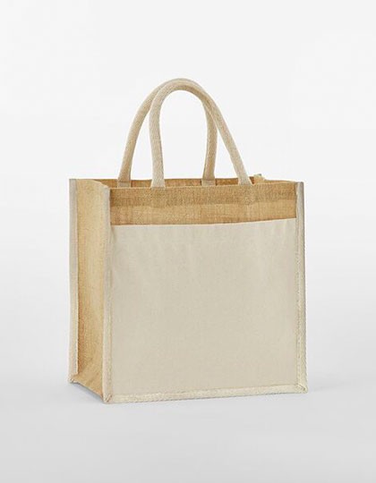 Cotton Pocket Natural Starched Jute Midi Bag